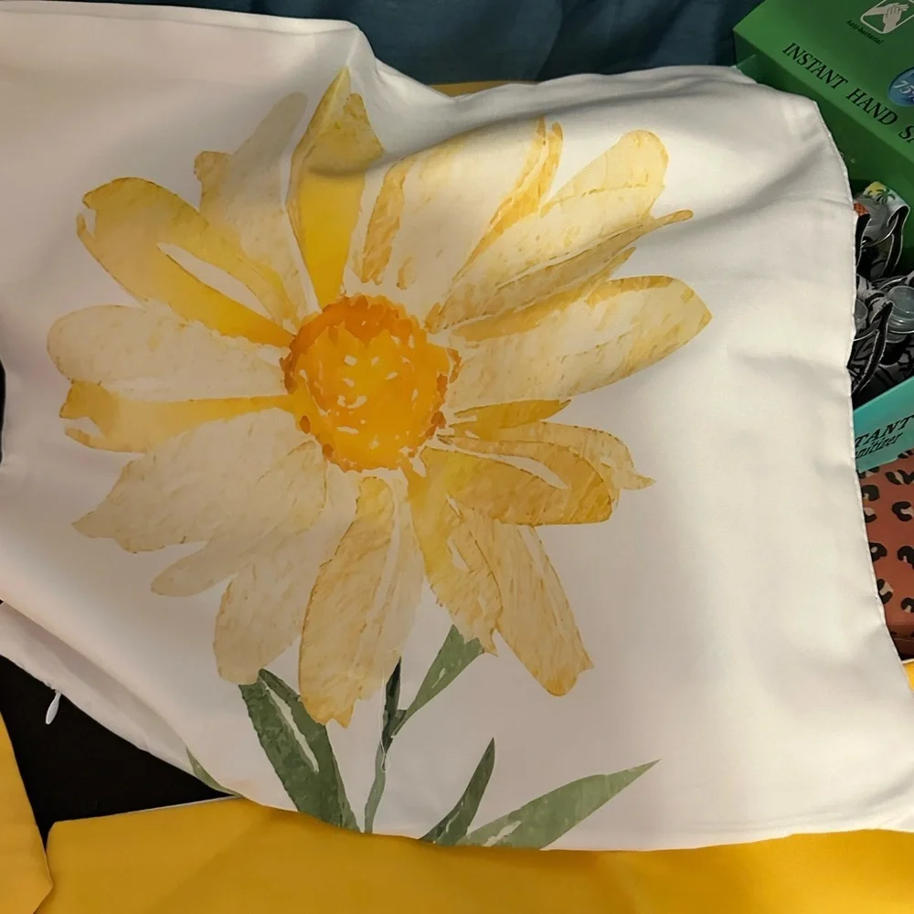 Yellow and White Floral Pillow Covers